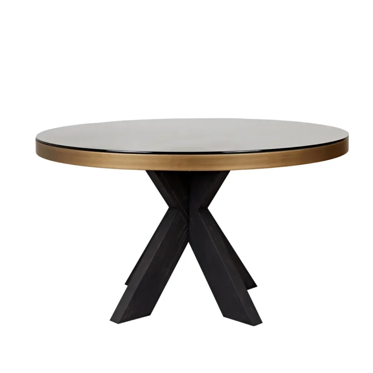 Eettafel Bloomville Ø140 cm – messing met shagreen afwerking