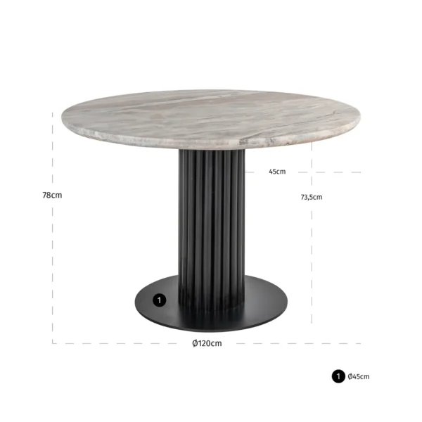 Eettafel Nyon Blush beige 120Ø