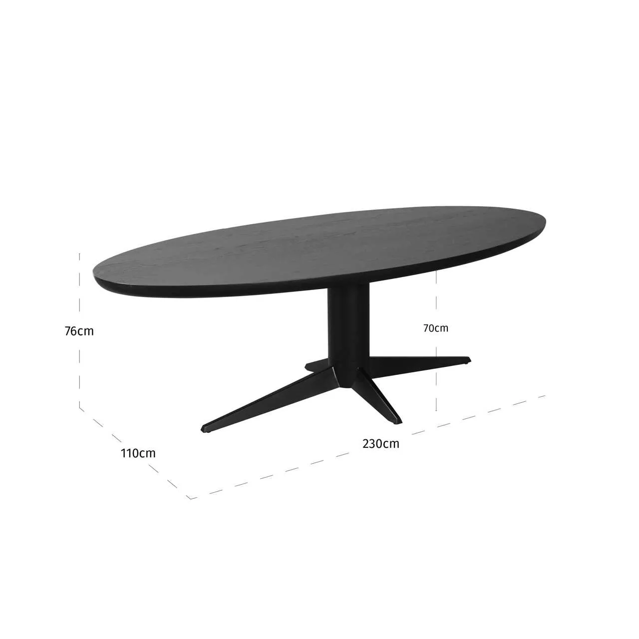 Eettafel Rayford black oval 230