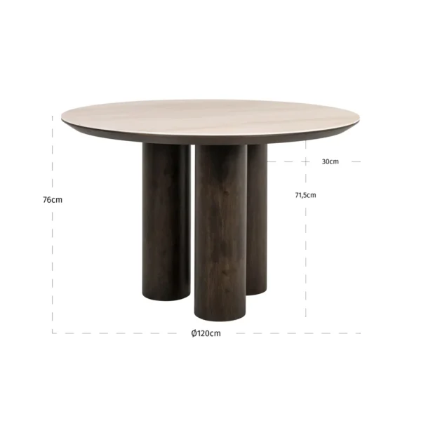 Eettafel Ritz bruin 120Ø
