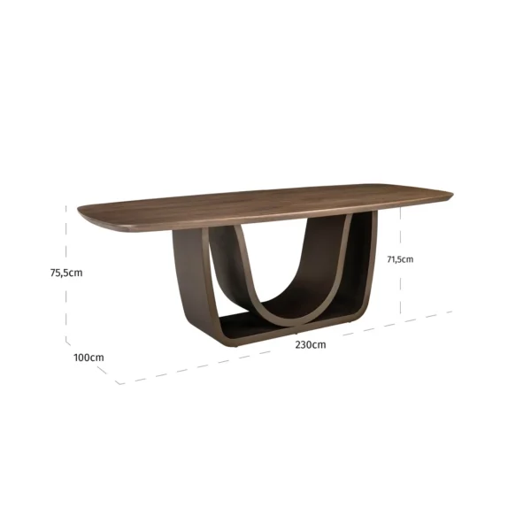 Eettafel Windsor walnut 230 brass base