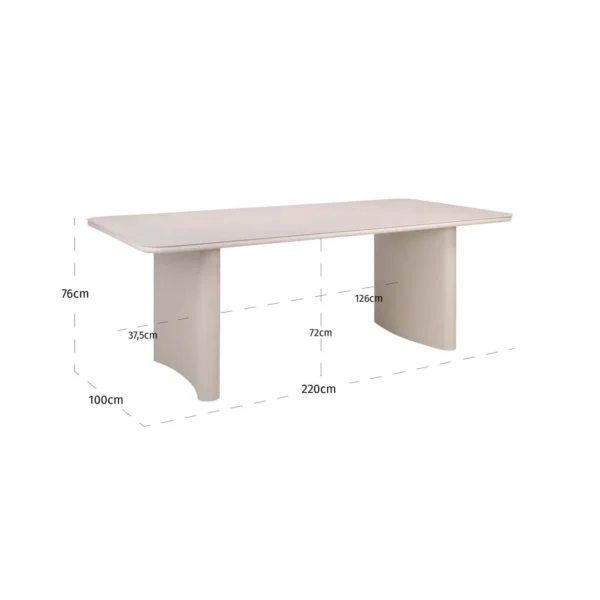 Outdoor eettafel Senza licht beige 220
