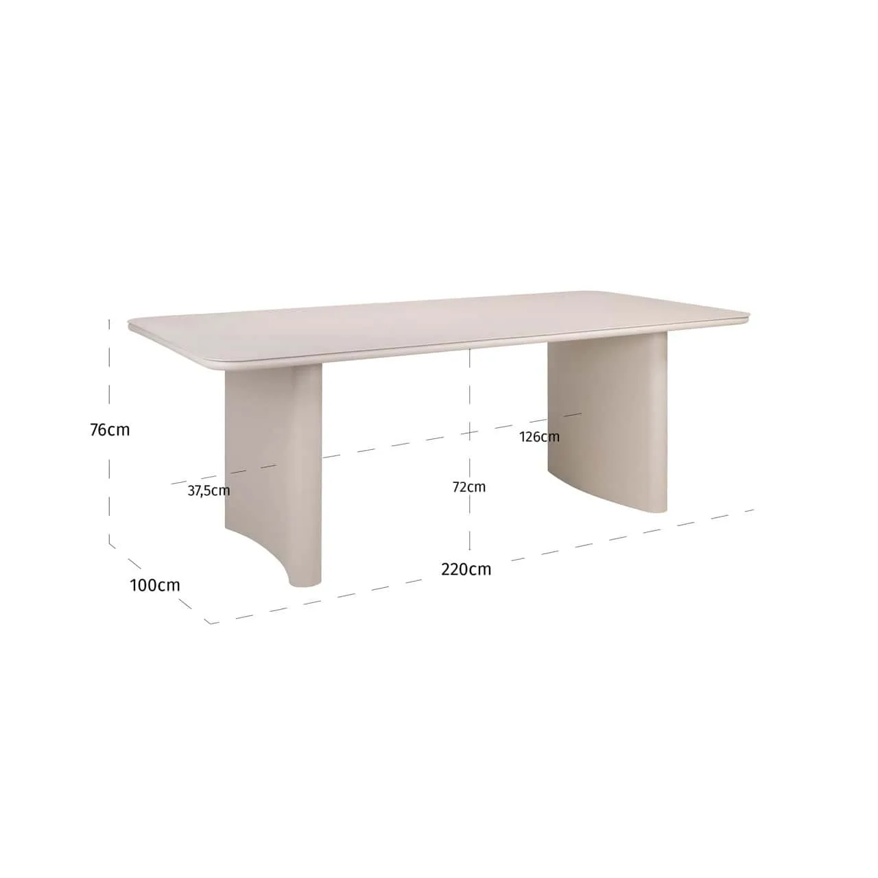 Outdoor eettafel Senza licht beige 220