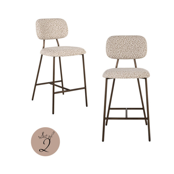Counterstoel Xenia beige leopard fire retardant (Set of 2)