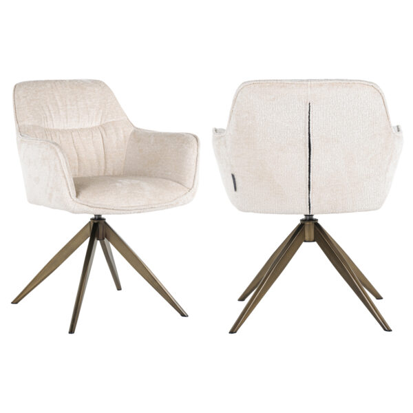 Eetkamerstoel Aline white chenille swivel fire retardant