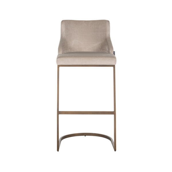 Barstoel Bolton khaki velvet brushed gold fire retardant (Set of 2)