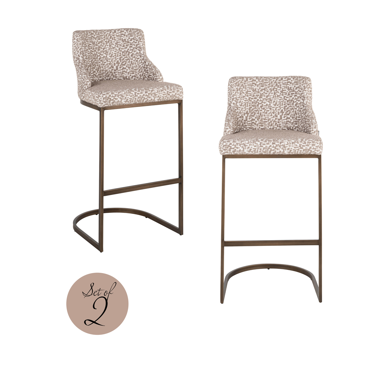 Barstoel Bolton natural geo (Set of 2)
