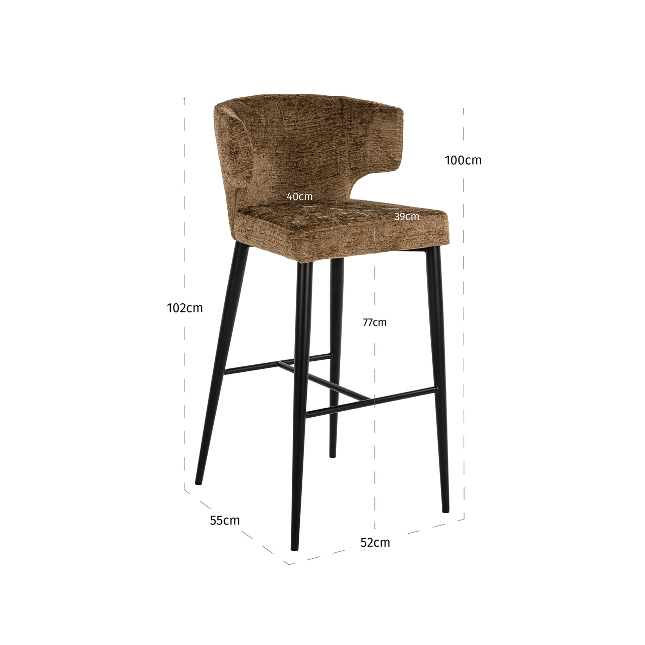 Barstoel Taylor brandy fusion fire retardant - Afbeelding 6
