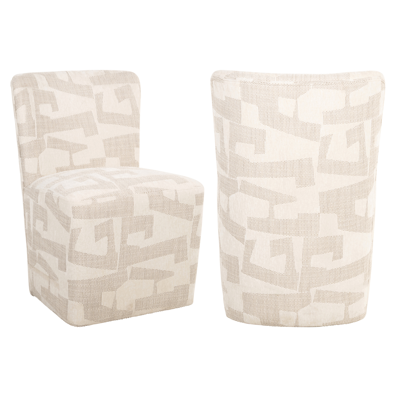 Eetkamerstoel Lorain beige graffic on wheels