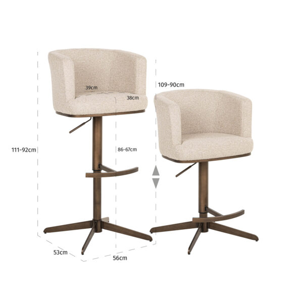 Barstoel Cheyenne biscotti swivel