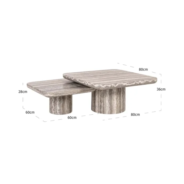 Salontafel Dulce grijs (denizly) (Set van 2)