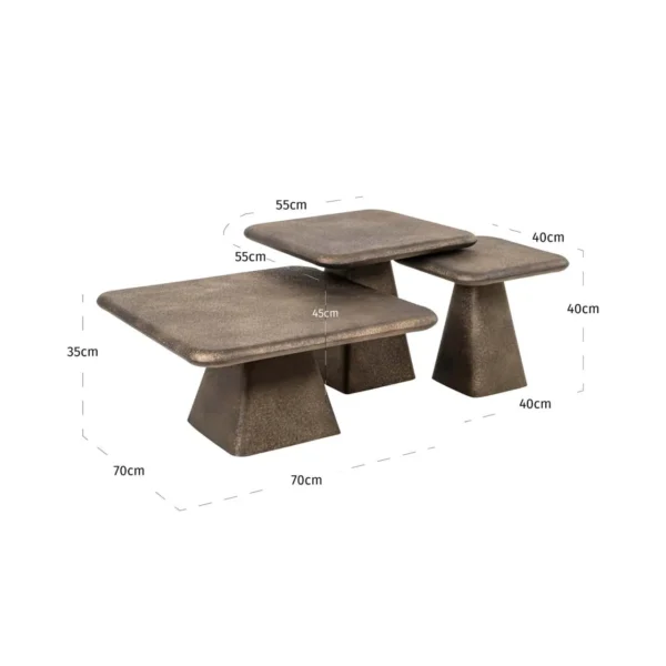 Salontafel Marlie goud (Set van 3)