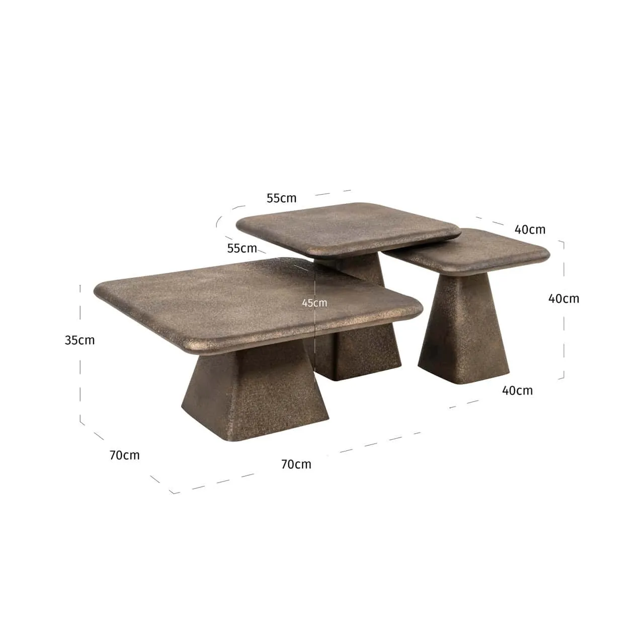 Salontafel Marlie goud (Set van 3)
