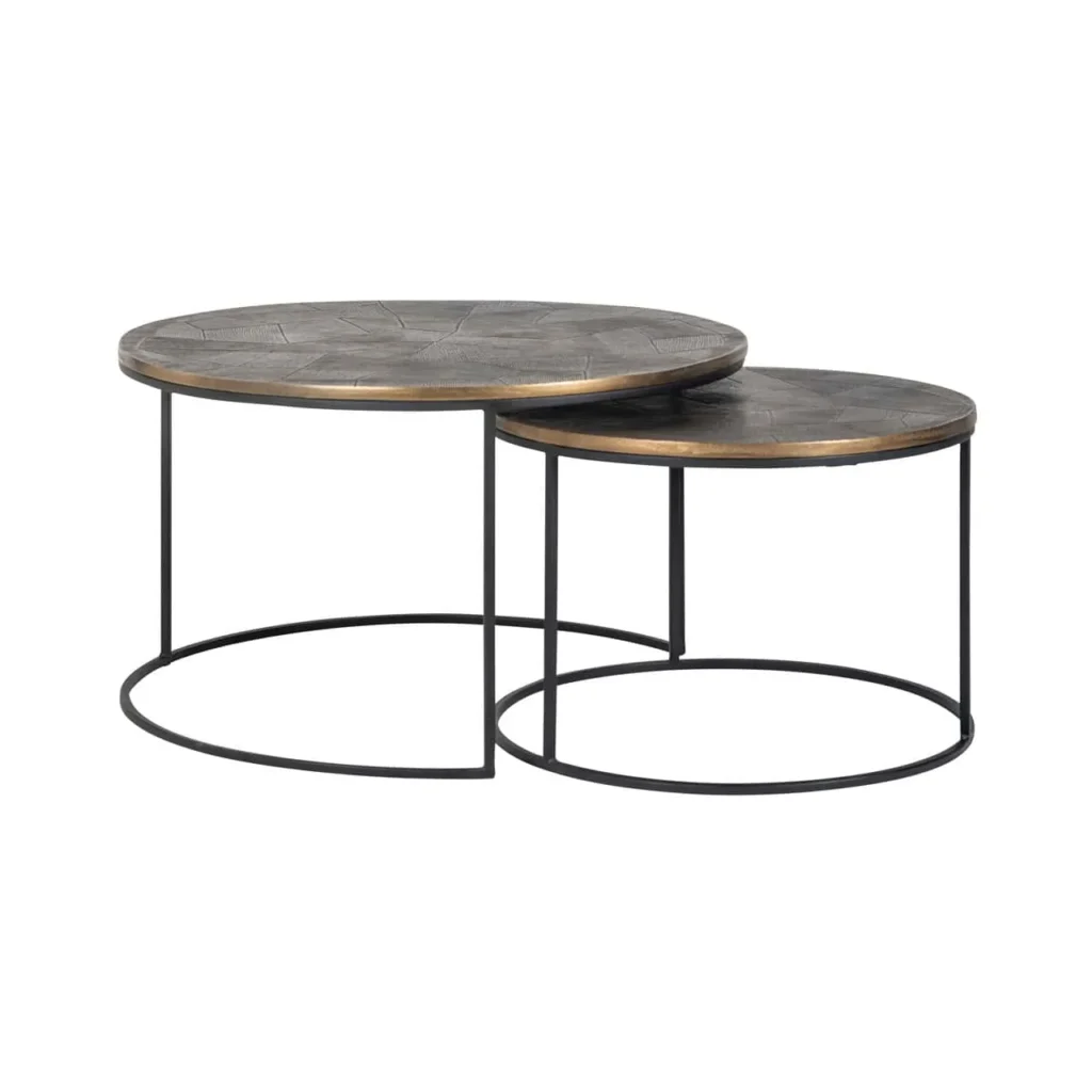 Salontafel Tulum geborsteld goud (Set van 2)