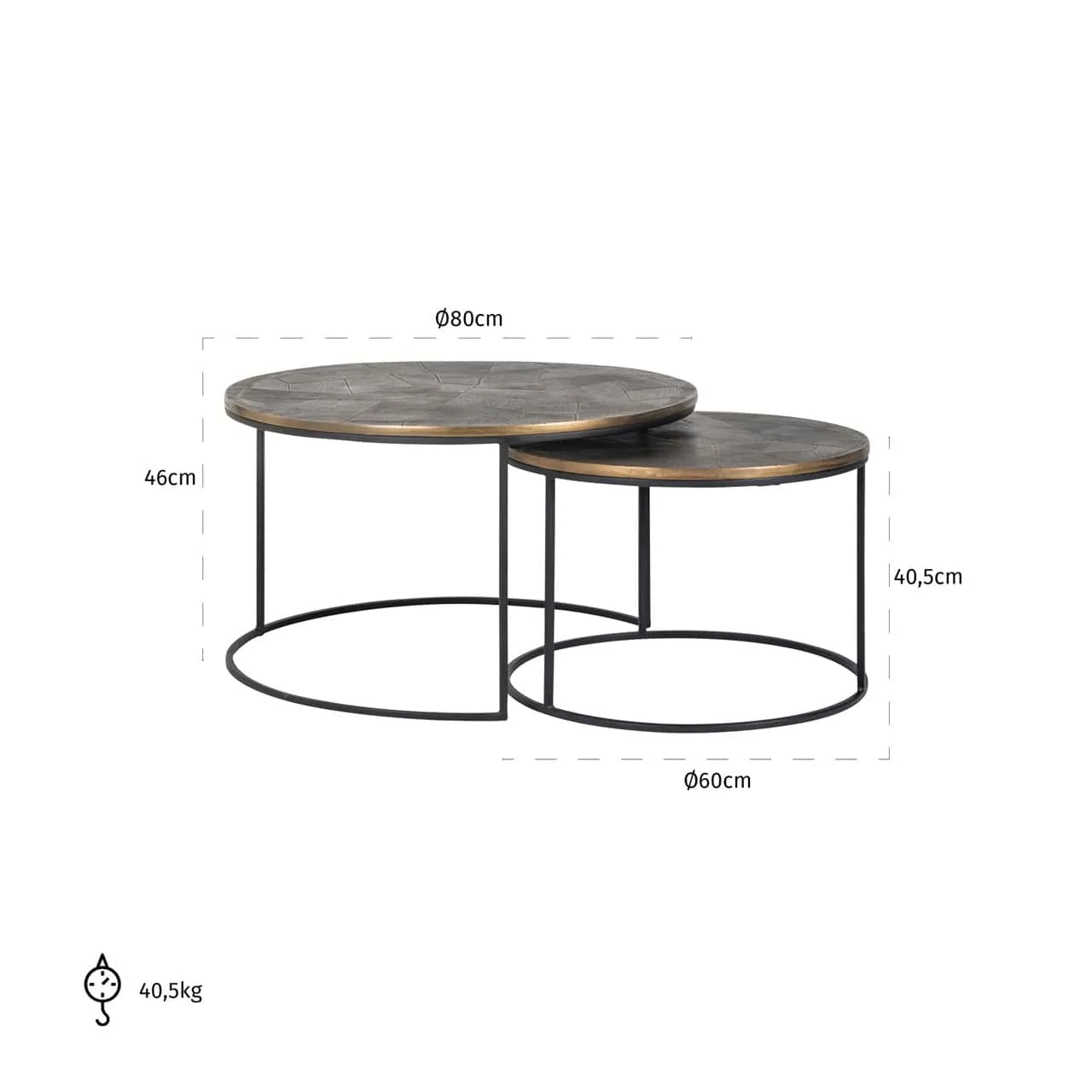 Salontafel Tulum geborsteld goud (Set van 2)