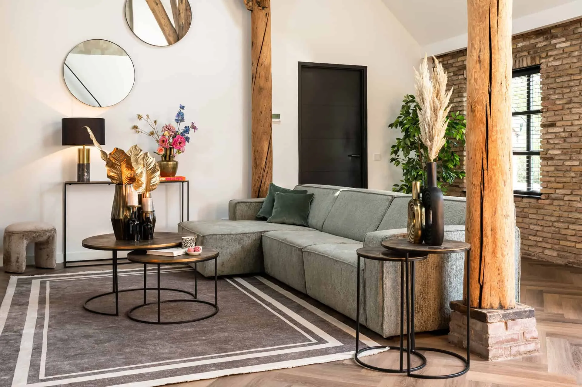 Salontafel Tulum geborsteld goud (Set van 2)
