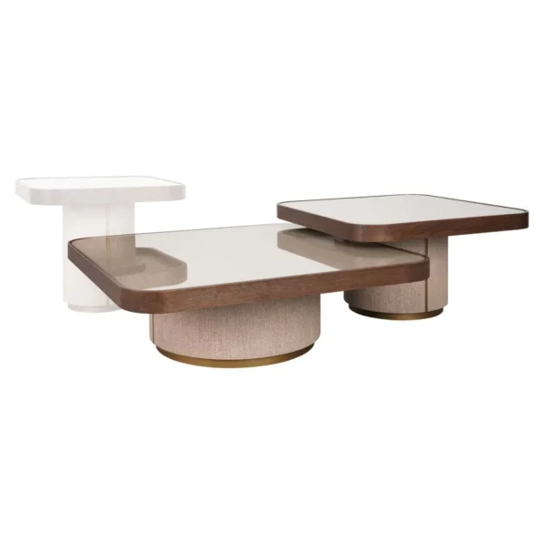Salontafel Willox beige inclusief glas (Set van 2)