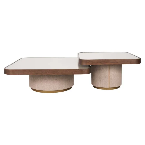 Salontafel Willox beige inclusief glas (Set van 2)